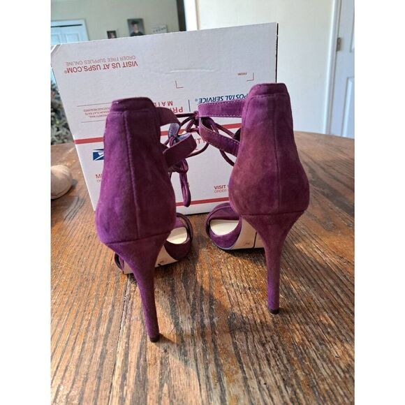 9M Gianni Bini Purple Lace Ankle Open Toe High Heel Pump Stiletto Dress Shoes - Picture 5 of 7